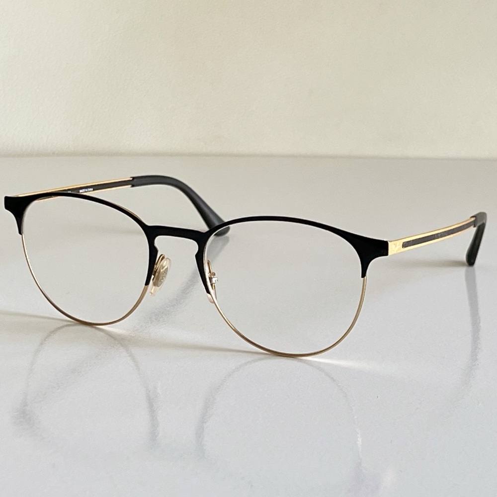 Ray-Ban RB6375 round frame eyeglasses frames neutral black gold academia scholar